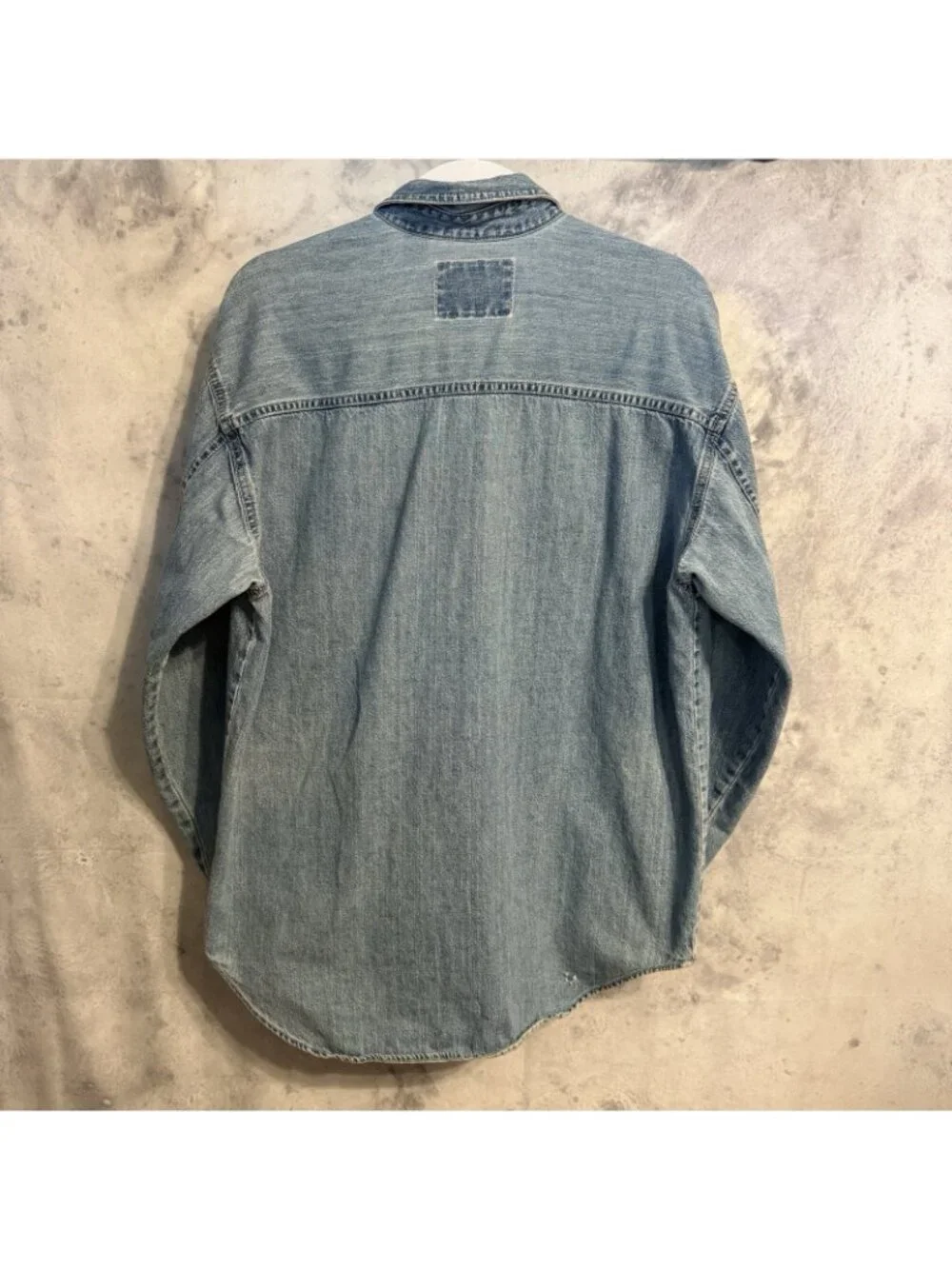 Vintage 90s Levis Denim Shirt Medium M Light Wash Red Tab Long Sleeve Button Up